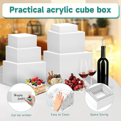 12" Large Buffet Risers,3Pcs 12",10",8" Buffet Risers,Food Risers for Buffet Table Display Stand Shelf for Party Catering Dessert Jewelry Collectibles Acrylic Cube Boxes