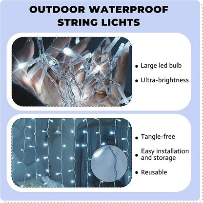 Curtain Light for Bedroom, 200LED 6.6x6.6ft White Window Wall Hanging Fairy Curtain String Light, 8 Modes Remote Fairy String Lights Indoor for Wedding Party Home Garden Decorations
