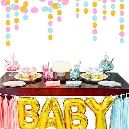Blue Pink Gold Party-Decorations Gender-Reveal - 52Ft Paper Streamers Garland Hanging Decor Birthday Banner Ideas Event Party Supplies