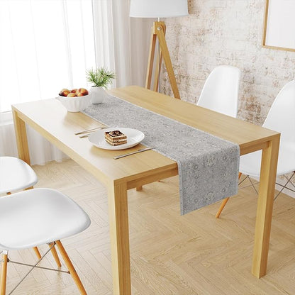 Snycler Table Runner Boho Table Runners Vintage Elegant Farmhouse Table Center Linen Decor for Home Dining Party Entrance (13x108 Inch) Gray