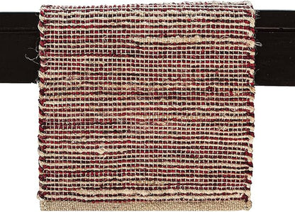 Chardin home Natural Jute Table Runner 13x108 Inch – Vintage Boho Rustic Table Decor – Handwoven Long Table Runner in Natural Jute and Red – Farmhouse Dining or Console Table Accent