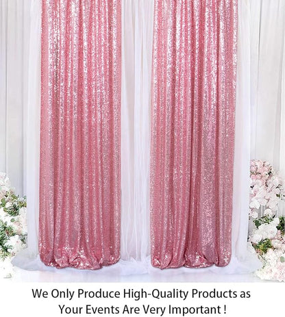 ShiDianYi Sequin Curtain Backdrop 2 Panels 4FTx6FT Fuchsia Pink Backdrop Curtain Photo Booth Backdrop 48inx72in -190425E