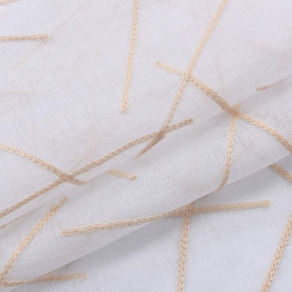 Sheer Beige Curtains 95 Inches Embroidered Branch Patterned Semi Sheer Window Treatments Rod Pocket Voile Curtain Panels for Living room, Bedroom, Yard, Patio, Villa, Parlor, Set of 2, 52"x95".