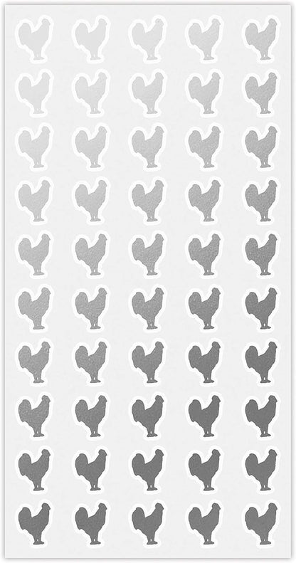 Silver Chicken Meal Stickers (50) - Waterproof Wedding Place Card Indicators