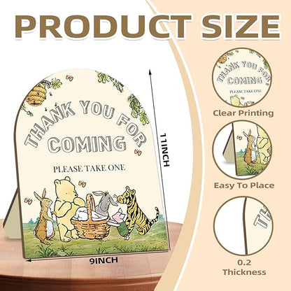 Winnie Bridal Shower Favors Sign, Winnie Decor Bridal Shower Gifts for Guests, Classic Pooh Thank You for Coming Please Take One Sign, Cute Animals Decor Baby Shower Party Supplies 9 * 11IN