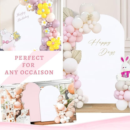 SoarDream White Wedding Arch Backdrop Cover 6.6FT Spandex Fitted White Wedding Arch Covers Round Top Chiara Arches Backdrop Cover Fabric for Birthday Balloon Party Decoration