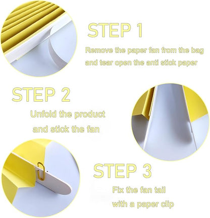 Yellow Hanging Paper Fans,Yellow Accessories Paper Decorations for Party,Color Party Decorations,Bee Themed Classroom Decor,8in Hanging Paper Fans 30 Color DIY Set （Light Yellow）