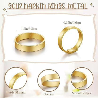 Lallisa Gold Napkin Rings Metal Napkin Ring Holders for Cloth Table Decorations for Wedding Anniversary Birthday Dinners Party of Table Setting(24 Pcs,Simple)