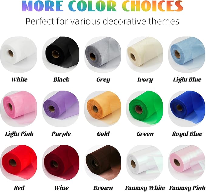 Crystal Organza Fabric Tulle 11 Inch by 50 Yards Sheer Tulle Rolls for DIY Craft Wedding Party Baby Shower Decor Gift Wrapping Party Supplies (Red)
