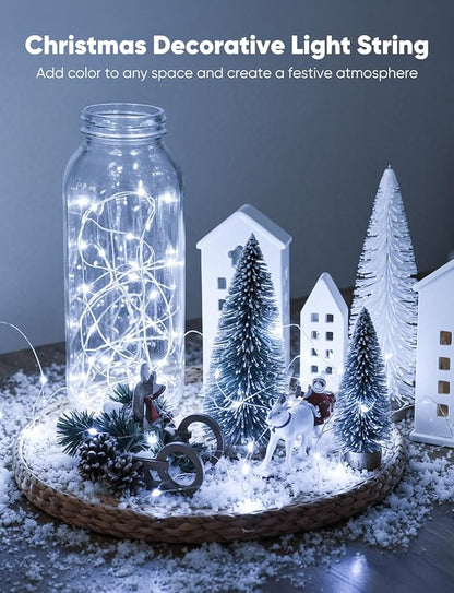 Minetom 12 Pack Fairy Lights Battery Operated String Lights, 8 Modes & Timer, 7ft 20LED Waterproof Silver Wire Twinkle Lights, Firefly Starry Moon Lights for Mason Jars DIY Christmas Wedding