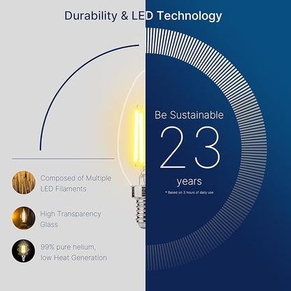 FLSNT 60W Equivalent LED Chandelier Light Bulbs, Dimmable LED B11 E12 Candelabra Base Bulbs, 3500K Natural White, 550LM, 24 Pack UL,CA65 Listed.