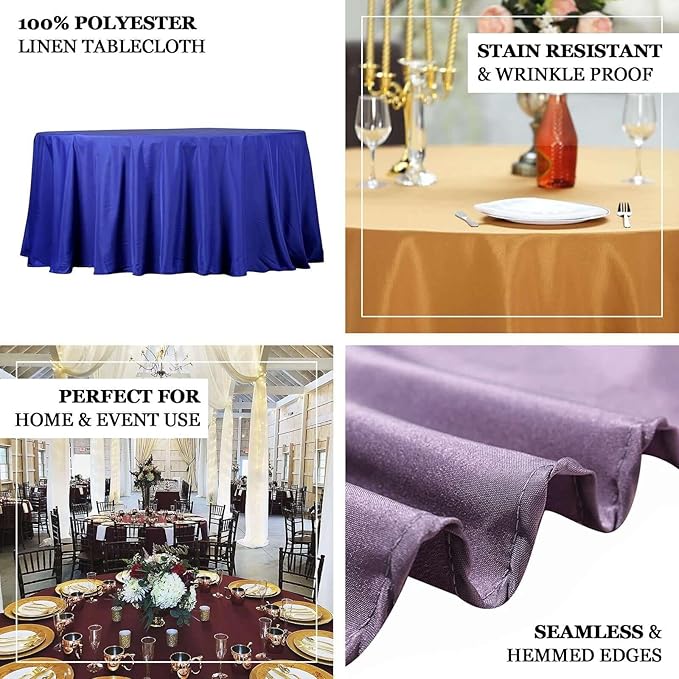 Efavormart Round Tablecloth, 132 Inch Stain & Wrinkle Resistant Washable Table Cloth, Decorative Polyester Fabric Table Cover for Banquet, Wedding, Dining- Dusty Blue