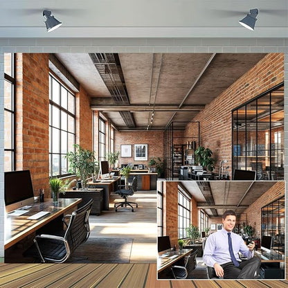 7X5ft Office Video Photo Backdrop Photography Background for Recording Conference, Zoom Home Podcast Backdrops Photo Booth Prop Decorations Wall Decor Tablecloth