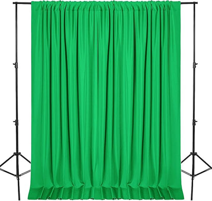 DWCN 10x8 FT Green Backdrop Curtains for Parties, Photography Backdrop Drapes with Rod Pockets for Wedding Decorations Stage Birthday Family Gatherings, 2 Panels 5ft x 8ft