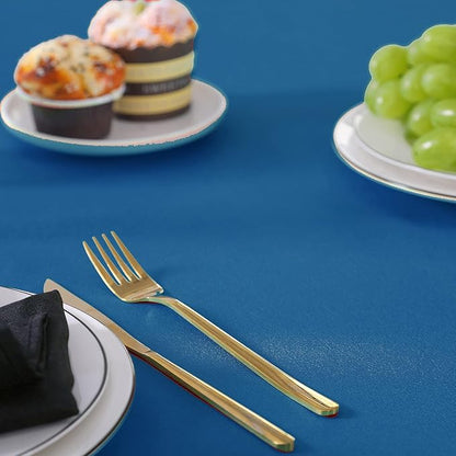 Rectangle Tablecloth 90x132 inch Washable Polyester Fabric Table Cloth for Wedding Party Dining Banquet Decoration（90x132, Mediterranean Blue）