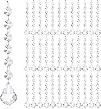 Nuenen 100 Pcs Acrylic Hanging Crystals for Centerpieces Chandelier Clear Crystal Garland Strands Ornament Acrylic Clear Beads Prisms Pendant for Christmas Tree Window Home Decoration(Maple Leaf)