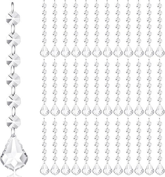 Nuenen 100 Pcs Acrylic Hanging Crystals for Centerpieces Chandelier Clear Crystal Garland Strands Ornament Acrylic Clear Beads Prisms Pendant for Christmas Tree Window Home Decoration(Maple Leaf)