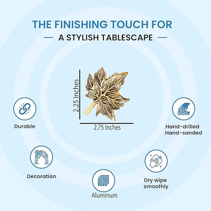 6-Piece Metal Napkin Rings - Antique Gold Harvest Leaf Napkin Rings - Decorative Table Accents for Holiday Party, Dinner, Family Gatherings, Table Décor Weddings & Everyday Use - ALPHA Living HOME