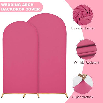 6.6FT Wedding Arch Covers Arch Backdrop Cover Arch Stand Covers Set Arch Cover Spandex Fabric Stretchy Backdrop for Wedding Birthday Party Decoration Baby Shower (Rose Red)