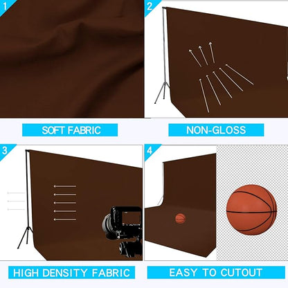 ISSUNTEX 10X20 ft/3X6 Meters Brown Background Photo Backdrop, Photo Studio, Collapsible High Density Screen for Video Photography and Television