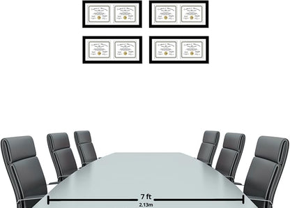 Creative Picture Frames 10X24Bk-W Black Horizontal Double Diploma Frame With 2 Opening White Mat, Holds 2-8.5X11-Inch Documents With Wall Hanger