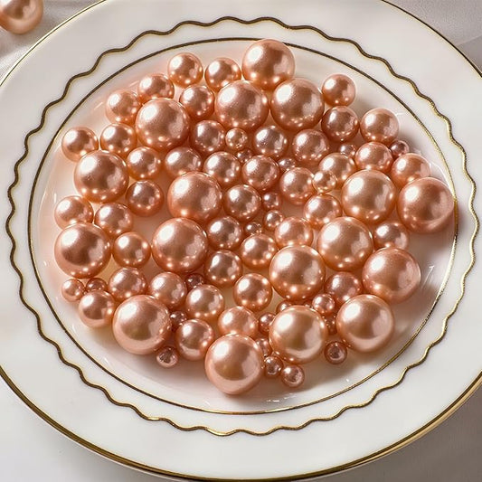 200 Pcs Vase Filler Beads Rosegold Pearl Beads for Vase No Hole Pearls for Centerpieces Vases Home Table Party Decor Wedding DIY 8/14/20mm