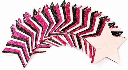 Hot-Pink Black Birthday Party-Decorations Garland - 62ft Twinkle Little Star Baby Girl Hanging Streamers Banner,Graduation Engagement Bachelorette Decor Hugtmr
