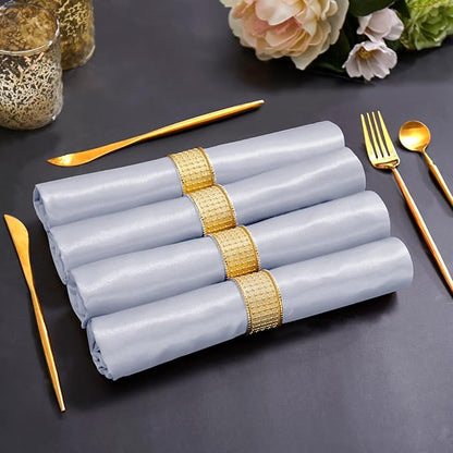 Horbaunal 30 Pack Silver Satin Napkins 17 x 17 Inch, Square Soft Table Dinner Napkins, Silky Cloth Napkins Table Decoration for Weddings Banquets Parties