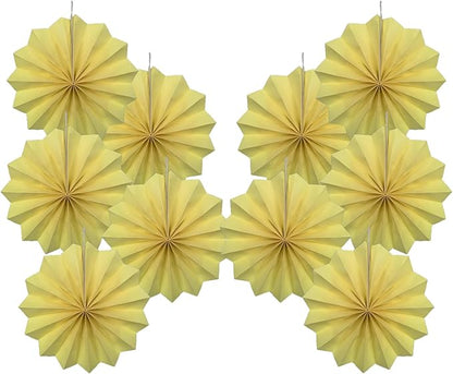 Yellow Hanging Paper Fans,Yellow Accessories Paper Decorations for Party,Color Party Decorations,Bee Themed Classroom Decor,8in Hanging Paper Fans 30 Color DIY Set （Light Yellow）