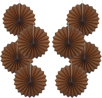 Brown Party Decorations,Brown Wedding Decorations for Party Events Accessories,Brown Birthday Decorations,Boho Party Decoration,Fall Decorations 12in Hanging Paper Fans 30 Color DIY Set(Brown)