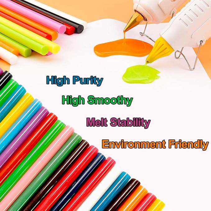 Ewparts Opaque Colored Hot Glue Sticks for Hot Glue Gun Mini Hot Melt Glue Sticks Bulk 14 Color 84Pack Glue Gun Sticks Full Size Colored Hot Glue Sticks Hot Glue Sticks for Glue Gun Small Glue Sticks