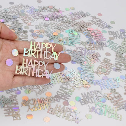 Birthday Confetti, Glitter Happy Birthday Table Decorations, 270 PCS Iridescent Party Decorations