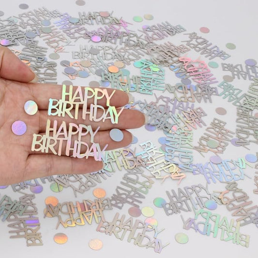 Birthday Confetti, Glitter Happy Birthday Table Decorations, 270 PCS Iridescent Party Decorations