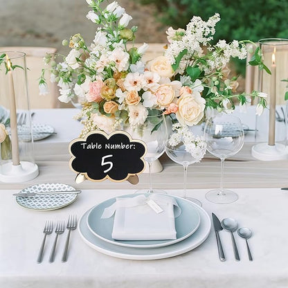 10PCS Mini Chalkboard Signs, Framed Small Chalk Board Food Labels with Easel Stand, Reusable Writable Blackboard with 2 Chalks, Wood Place Cards for Weddings, Birthday Parties, Buffet (Cloud)