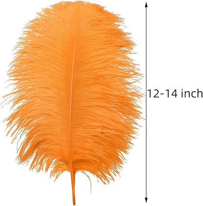 Ballinger Orange Large Ostrich Feathers - 24Pcs 12-14inch Big Feathers for Crafts,Wedding Party Centerpieces and Halloween Home Decor