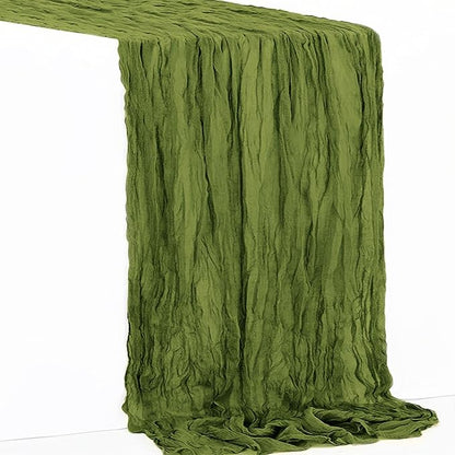 10 Pack Olive Green Cheesecloth Table Runner 35x120 Inch 10Ft Rustic Gauze Cheese Cloth Table Runner Sheer Cheesecloth Table Runners for Wedding Party Bridal Shower Decoration