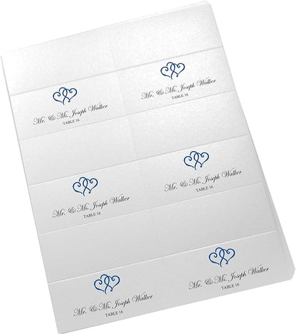 Linked Hearts Printable Place Cards, Royal Blue (Choose Color), Set of 150 (25 Sheets), Laser & Inkjet Printers - Wedding, Party, Dinner, and Special Events - Made in the USA