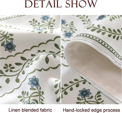 ISAENNE Designer White Elegant Linen Extra Long Table Runner 118 Inches,Chinoiserie Floral Decor Durable Table Runners for Dining Tables,Thanksgiving,Kitchen Tables,Christmas,12"*118"-Mosella D