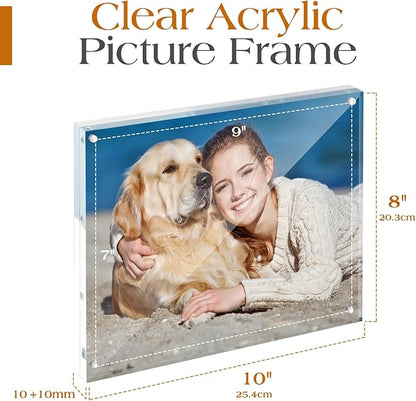 TWING 2 Pack Acrylic Picture Frame 8 x 10 Magnetic Picture Photo Frame,10+10MM Clear Picture Frame, 8 by 10 Picture Frames Acrylic Magnetic Photo Frame Self Standing Double Sided,Gift