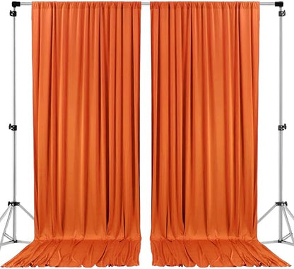 AK TRADING CO. 10 feet x 8 feet Polyester Backdrop Drapes Curtains Panels with Rod Pockets - Wedding Ceremony Party Home Window Decorations - Orange (DRAPE5X8-ORANGE) (Pack of 2)