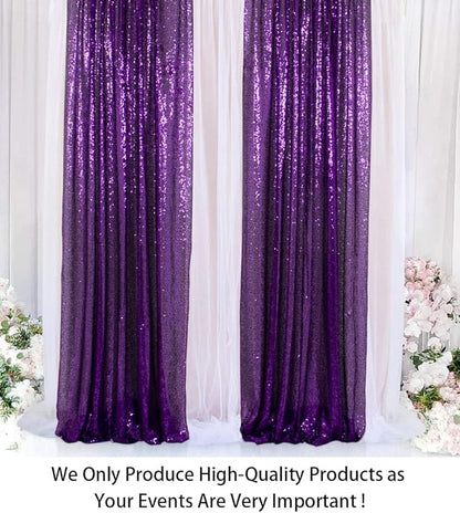 ShinyBeauty Sequin Backdrop Curtains 4 Panels Purple 2FTx8FT Sequin Fabric Photo Backdrop Curtains Purple Glitter Curtains for Party