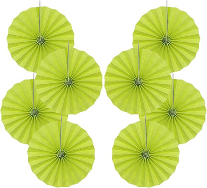 BARTHEW Green Graduation Party Decor, Tropical Party Decorations, 12in Hanging Paper Fans 30 Color DIY Set (Clear Green)