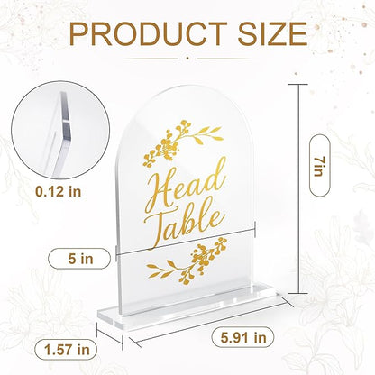 Wedding Table Numbers 1-20 Clear Acrylic Seating Number Signs for Weddings Reception Anniversary Party Decor Seat Number for Tables with Elegant Gold Lettering