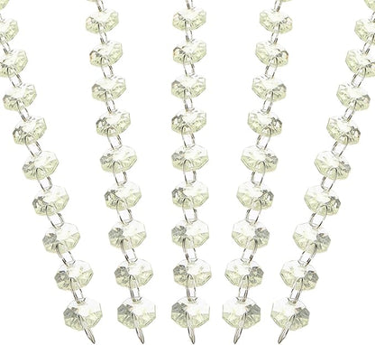 PATIKIL 14 mm Crystal Garland Strands, 32.8 Ft Acrylic Octagon Chandelier Bead Chains String for DIY Craft Wedding Party Home Decorative Jewelry Making, Champagne