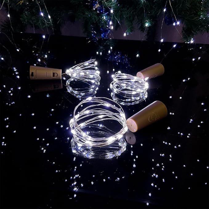 Wine Bottle Lights with Cork, 20 LEDs 6.6 Feet Silver Wire Cork Bottle Lights,Fairy Mini String Lights,for DIY Christmas,Party,Decor,Wedding Listing (30 Pack, Cool White)
