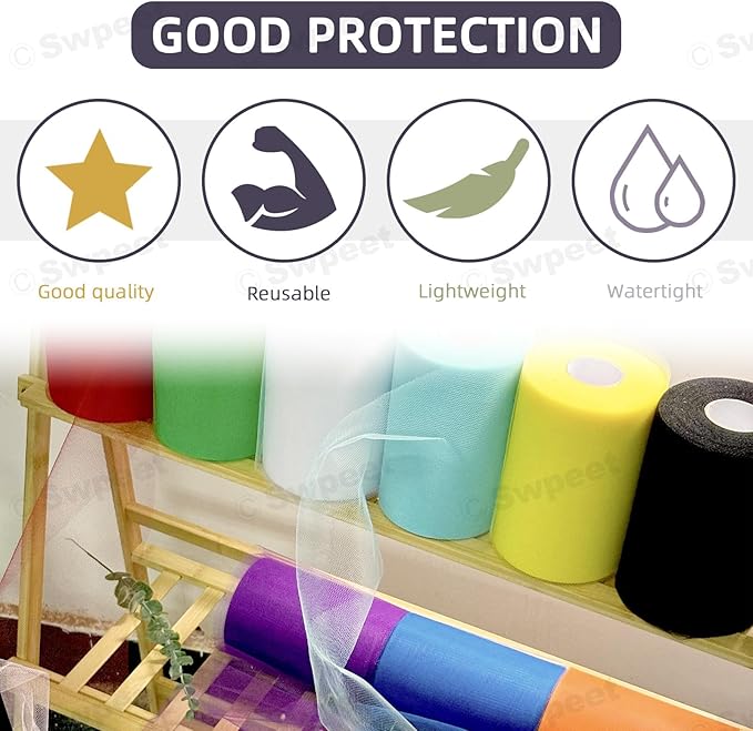 Swpeet 6 Inch by 100 Yards Red Tulle Fabric Roll, Fabric Spool Tulle Ribbon, Netting Polyester Spool Ideal for DIY Handmade Birthday Party Wedding Decorations Christmas Craft Supplies