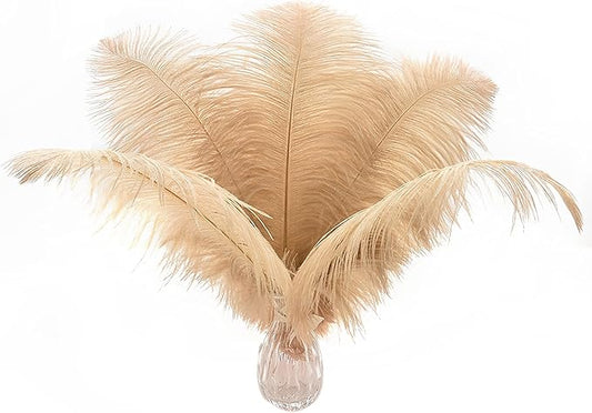 Ballinger Champagne Large Ostrich Feathers - 12Pcs 14-16inch Large Boho Feathers for Vase,Wedding Party Centerpieces and Holiday Home Decor
