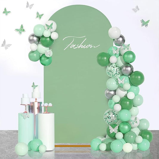 SoarDream Sage Green Wedding Arch Backdrop Cover 6.6FT Spandex Fitted Sage Green Wedding Arch Covers Round Top Chiara Arches Backdrop Cover Fabric for Birthday Balloon Party Decoration