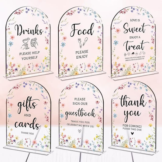 6 Pcs Wedding Decor, Ceremony Sign, Wedding Sign for Reception & Event Party,Bridal Shower Decorations, Wedding Table Decor Accessories for Anniversary And Event 5x7 Inch