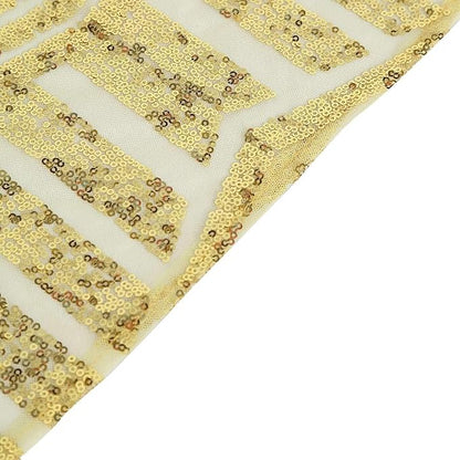 Efavormart 72" Gold Sparkly Sequin Geometric Tulle Square Table Overlay